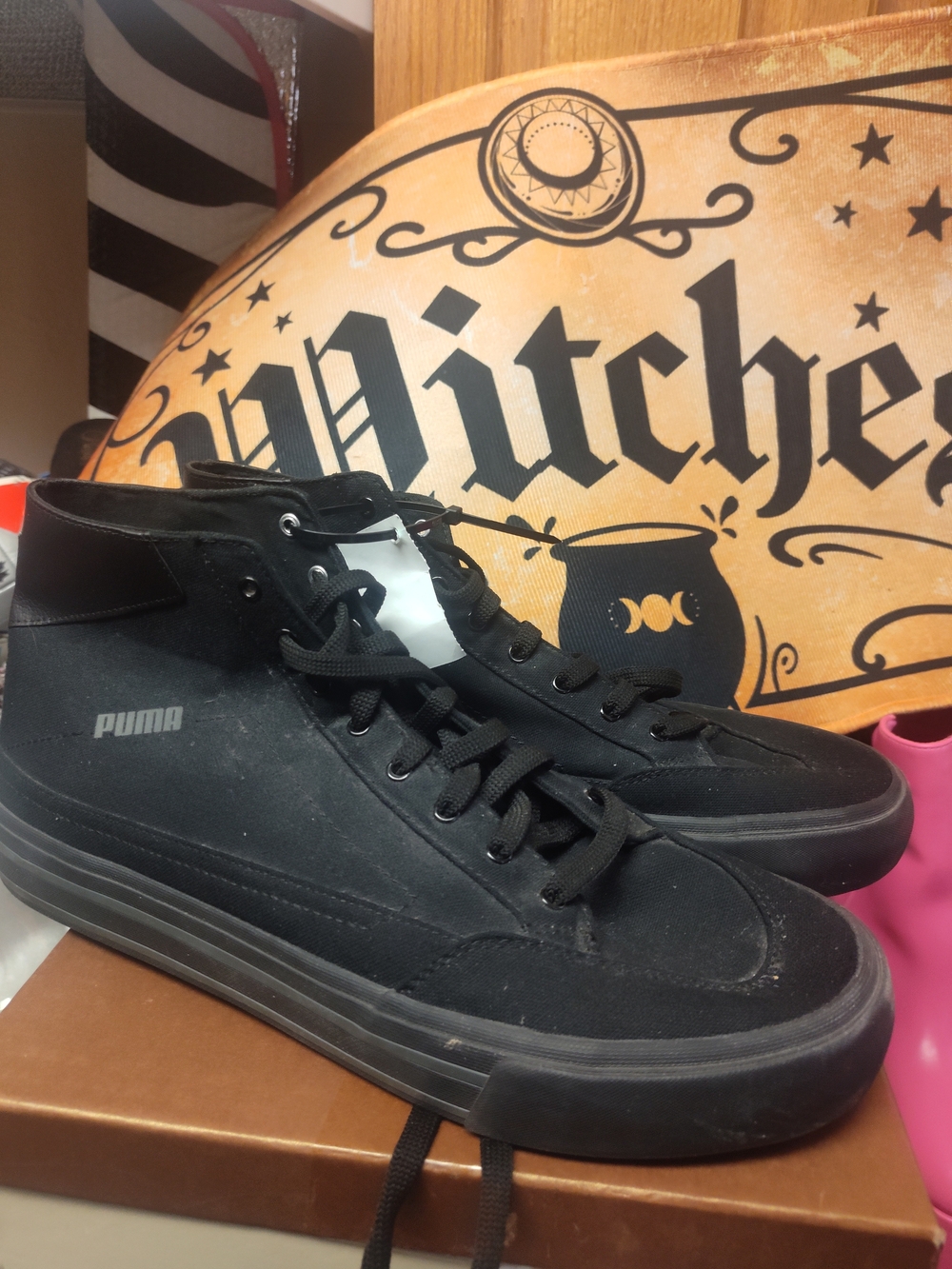 Puma Men's Black High-Top Canvas Sneakers